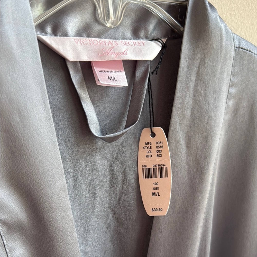 Victoria's Secret Silver Satin Kimono Robe - Picture 2 of 4